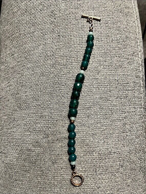 Barse Green Beaded Toggle Bracelet